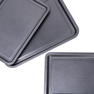 Betty Crocker Non Stick Rectangular Pan Set 3 Pieces Grey Color