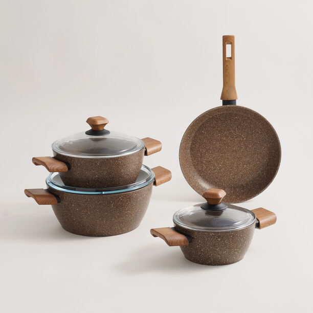 Alberto aluminium 7pcs cookware set, brownstone image number 0