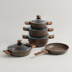 Alberto aluminium 9pcs cookware set, brownstone image number 0
