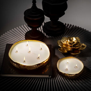 Candle Tray Hammered Gold