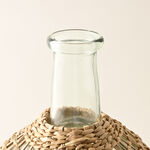 Homez glass vase with woven grass cover30*18.5*18.5cm image number 2