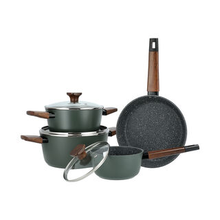 Alberto 7 piece green aluminum cookware set