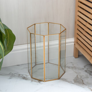 Homez glass and gold trash bin