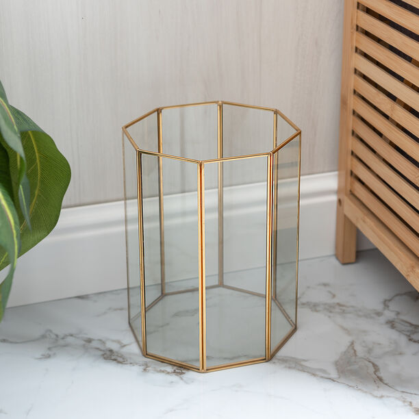Homez glass and gold trash bin image number 0