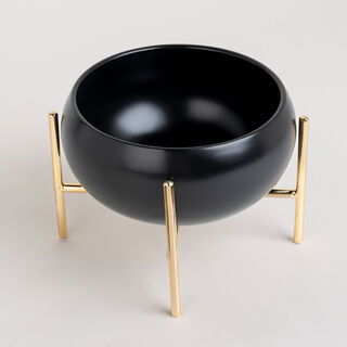 La Mesa 16Cm Salad Bowl Semi Matt Dark Brown W/Gold