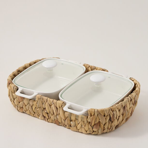 Twin Rectangle Casserole &nbsp;12" With Lid  image number 0