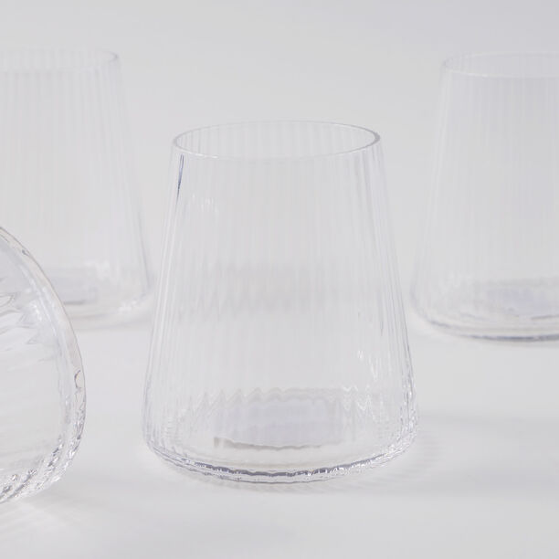 La Mesa 4 Pcs Ribbed Tumbler Glass Set, Clear 8.5*8.5*9.5 Cm image number 5