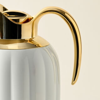 Dallaty pumpk steel vacuum flask white and gold 1L