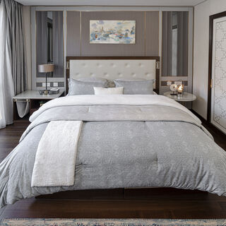 Cottage Microfiber Twin Comforter 4 Pcs Set, Grey, 220*160Cm