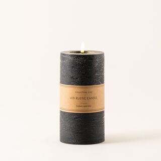 LED rustic candle in black 10*20cm
