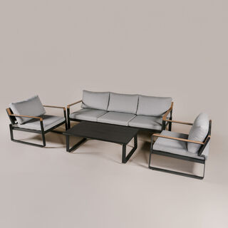 Homez outdoor aluminium set 4pcs with coffee table in grey
