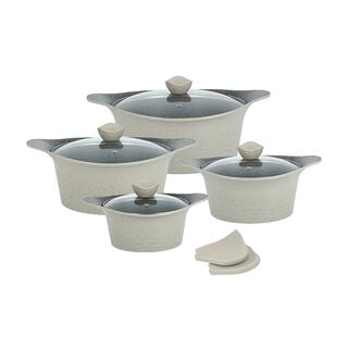 Alberto 8 piece beige granite cookware set