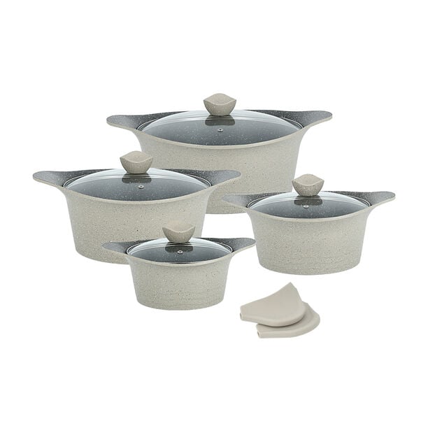 Alberto 8 piece beige granite cookware set image number 2