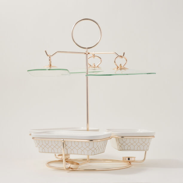 طقم أطباق تقديم مع سخّان 3 قطع image number 1