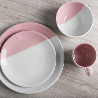 La Mesa 16 Pieces Dinner Set Serve 4 Compact Gif Light Pink