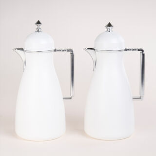 Dallaty 2 Pieces Plastic Vacuum Flask Koufa White & Silver 1L