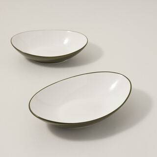 Rio Oval Bowl 2 Pieces Set Green Glaze