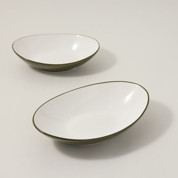 Rio Oval Bowl 2 Pieces Set Green Glaze image number 1