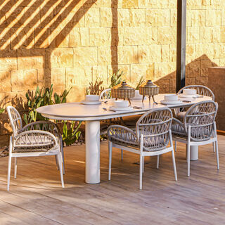 Homez 7 pcs diamond woven aluminum dining set, beige