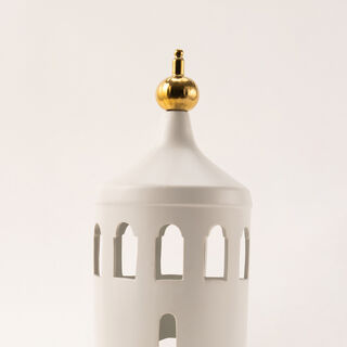 Homez white ceramic candle holder 14.8*14.8*33.7 cm