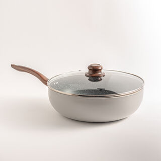 Alberto round grey fry pan with glass lid 30 cm