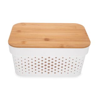 3.5L storage basket with bamboo lid 26.5*17.3*12.5 cm