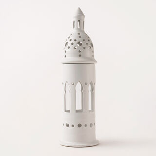 Homez off white ceramic white candle holder 11.3*11.3*38.2 cm