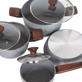 Alberto 7Pcs Non Stick Grey Cookware Set