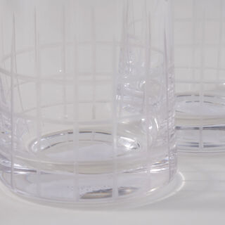 La Mesa 4 Pcs Highball Glass Set, Clear With Cutting Line 8*8*15 Cm