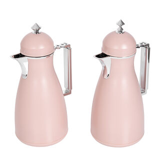 Dallaty 2 Pieces Plastic Vacuum Flask Koufaa Pink & Silver 1L