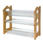Alberto 3 Layers Rubber Wood&nbsp;With Aluminium Dish Rack image number 1