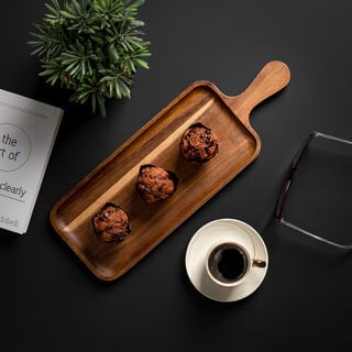 Alberto Acacia Serving Tray W/Handle L:40 * W:14 Cm