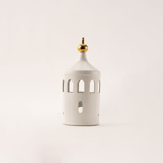Homez white ceramic candle holder 14.8*14.8*33.7 cm
