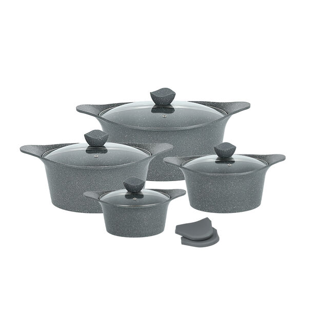 Alberto almuinum 8pcs cookware set, grey image number 2