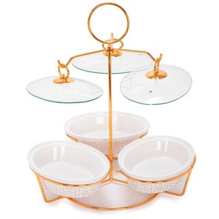 طقم أطباق تقديم مع سخّان 3 قطع