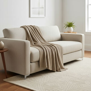 Boutique Blanche Loft 100% Cotton Knitted Throw Natural 130*180cm