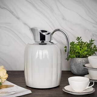 Dallaty pumpk steel vacuum flask grey & chrome 1L