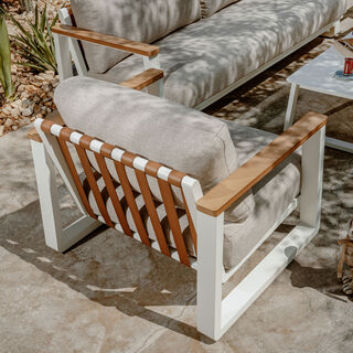 Homez outdoor aluminum sofa set 4pcs with coffee table, light beige