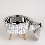 سلة من البامبو مع وعاء تقديم بغطاء لون ذهبي/حجم صغير image number 4