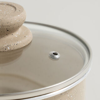 Alberto aluminum milk pot 1.1L with lid, cream