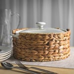 Round Casserole&nbsp;12" With Lid And Sea Grass Basket image number 0