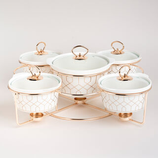 5 Pcs Round Food Warmer With Stand