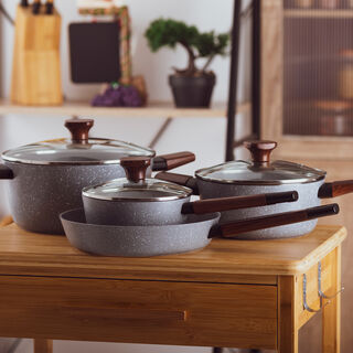 Alberto 7Pcs Non Stick Grey Cookware Set