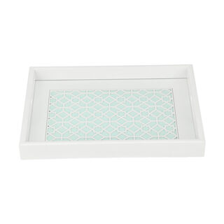 1Pc White Blue Wood Tray 38*28cm