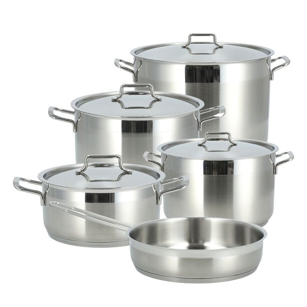 Alberto 9 piece stainless steel cookware set image number 0