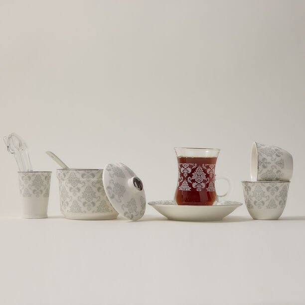 Zukhroof 28 Pieces Porcelain Tea And Coffee Set Danteel Gray  image number 0
