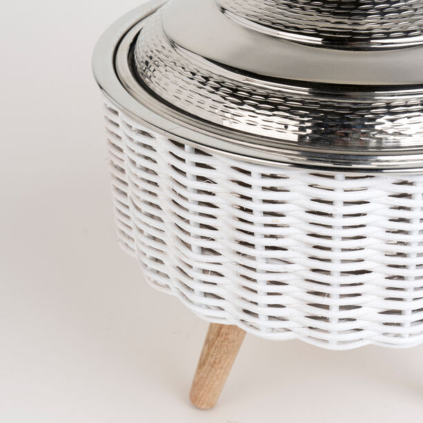 سلة من البامبو مع وعاء تقديم بغطاء لون ذهبي/حجم صغير image number 3