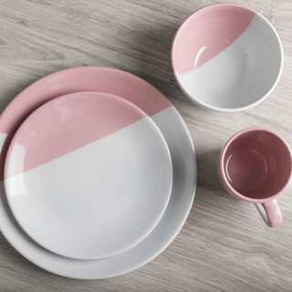 La Mesa 16 Pieces Dinner Set Serve 4 Compact Gif Light Pink