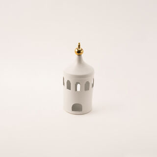 Homez white ceramic candle holder 14.8*14.8*33.7 cm