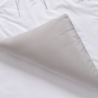 Cottage Microfiber King Comforter 6 Pcs Set, White/Grey, 230*250Cm